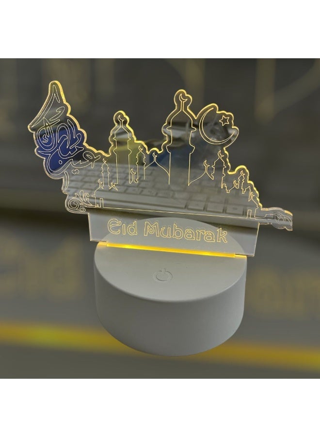 ثري دي مصباح ثلاثي الأبعاد للتصور الإبداعي - إصدار عيد مبارك، مصباح ليلي بتقنية LED مع خاصية التعتيم التدريجي - Image 2